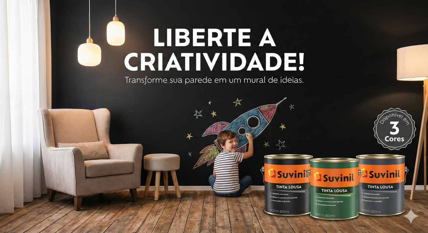 Tinta Lousa Suvinil 800ml (Preto, Verde e Escuridão)